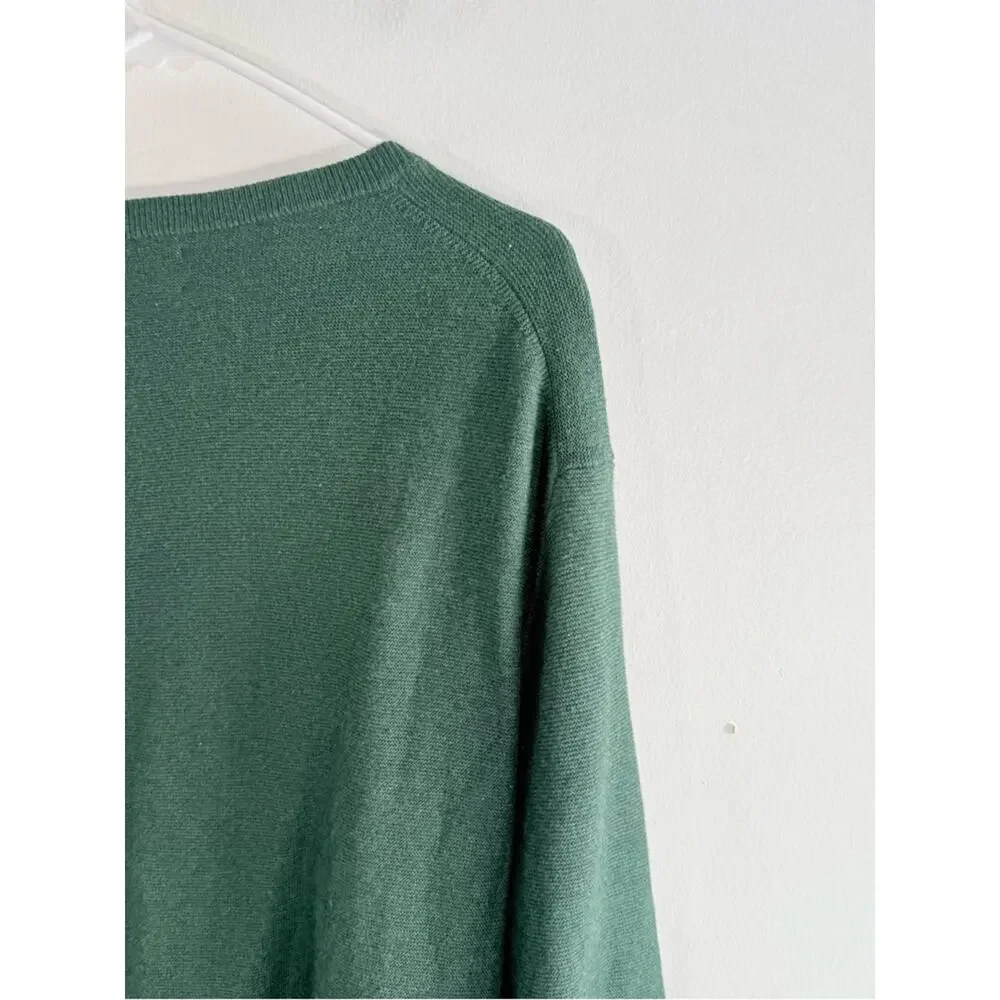 J. Crew 100% Cotton Crewneck Sweater Garter Stitch Military Green H6060 Large